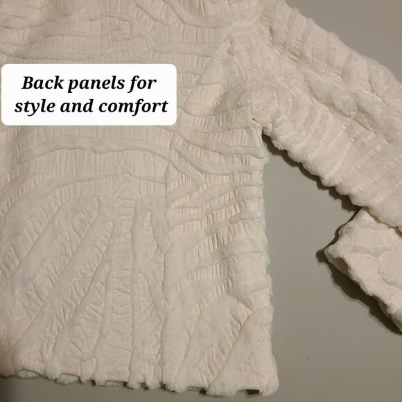 Beth Bowley 12 White Pattern Natural Fabric Faux Fur Jacket Coat Top NWT Unique - Picture 3 of 8